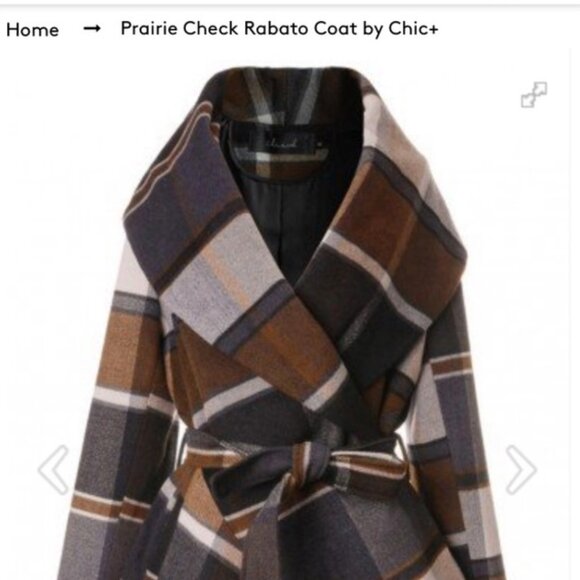 Chicwish Prairie Check Rabato Wrap Coat - XS - Picture 4 of 8
